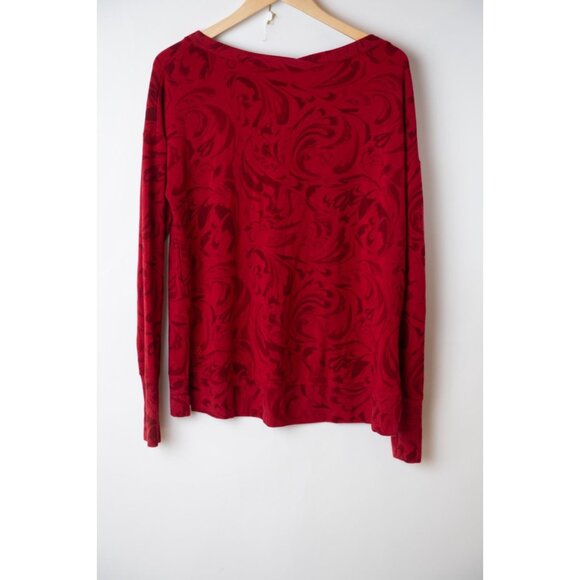 Athleta Women's Size S Coaster Luxe V-Neck Sweatshirt Agate Paisley Red - Picture 6 of 10